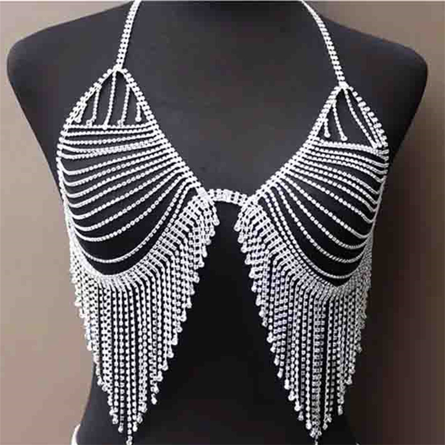Sexy Hollow Rhinestones Bra Ch - Women'S Fashion Harness のレビューと価格